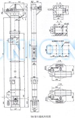 TH型斗式提升機(jī)外形尺寸圖